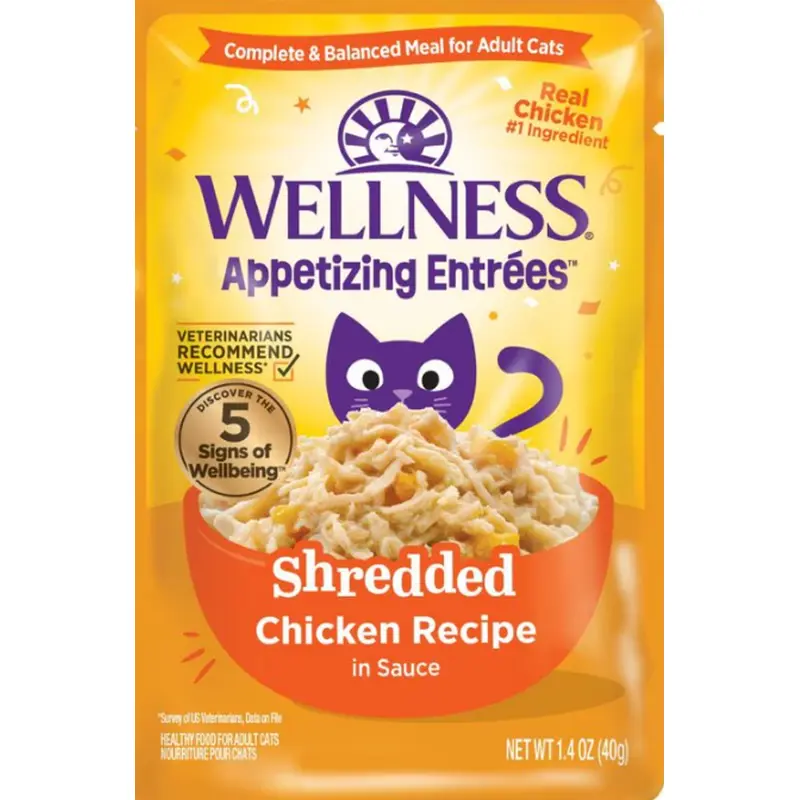 Wellness Appetizing Entrees Shredded Cat Food Pouch Chicken in Sauce Recipe 1.4oz