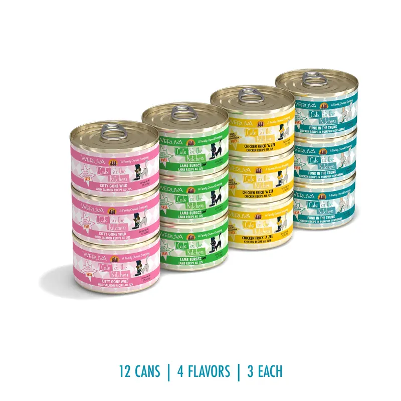 Weruva Cats in the Kitchen Variety 12 Pack Canned Cat food 3.2oz Kitchen Cuties