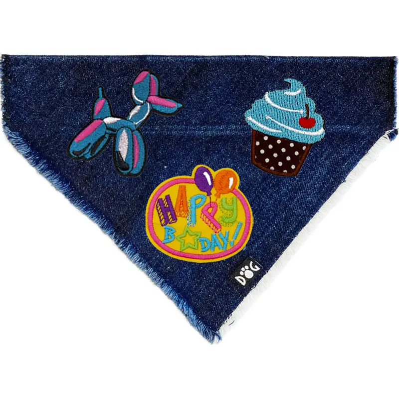 Birthday Dog Denim Bandana