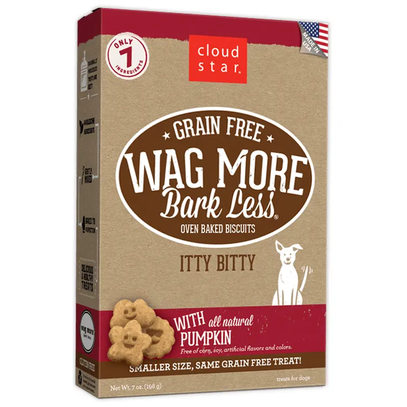 Cloud Star Wag More Bark Less Oven Baked Grain Free Itty Bitty Pumpkin Dog Treats
