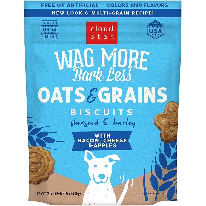 Cloud Star Wag More Bark Less Oats & Grains Biscuits with Bacon, Cheese & Apples