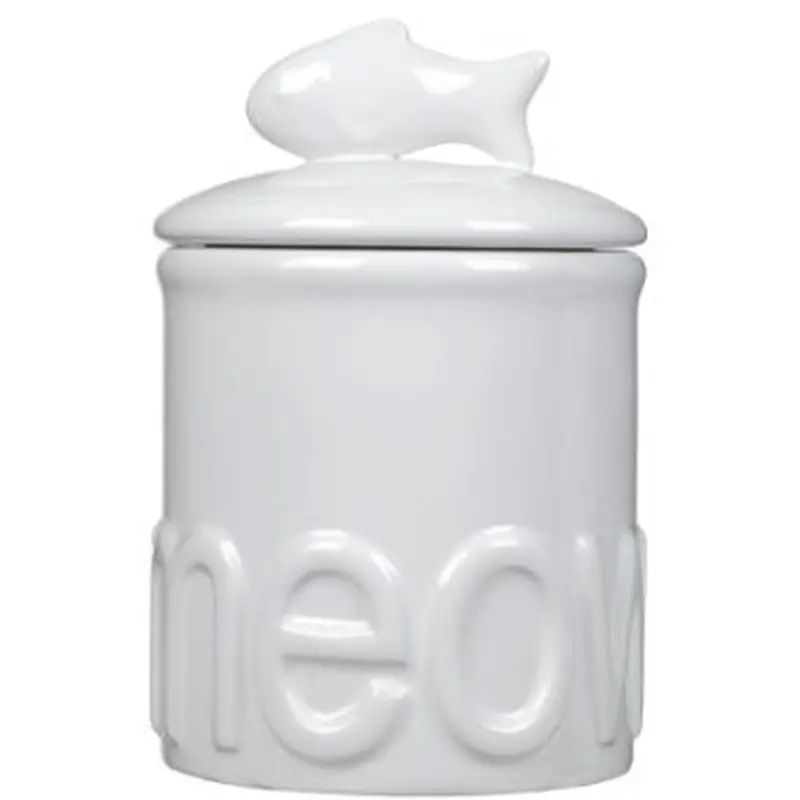 Creature Comforts Meow Treat Jar With Fish Handle