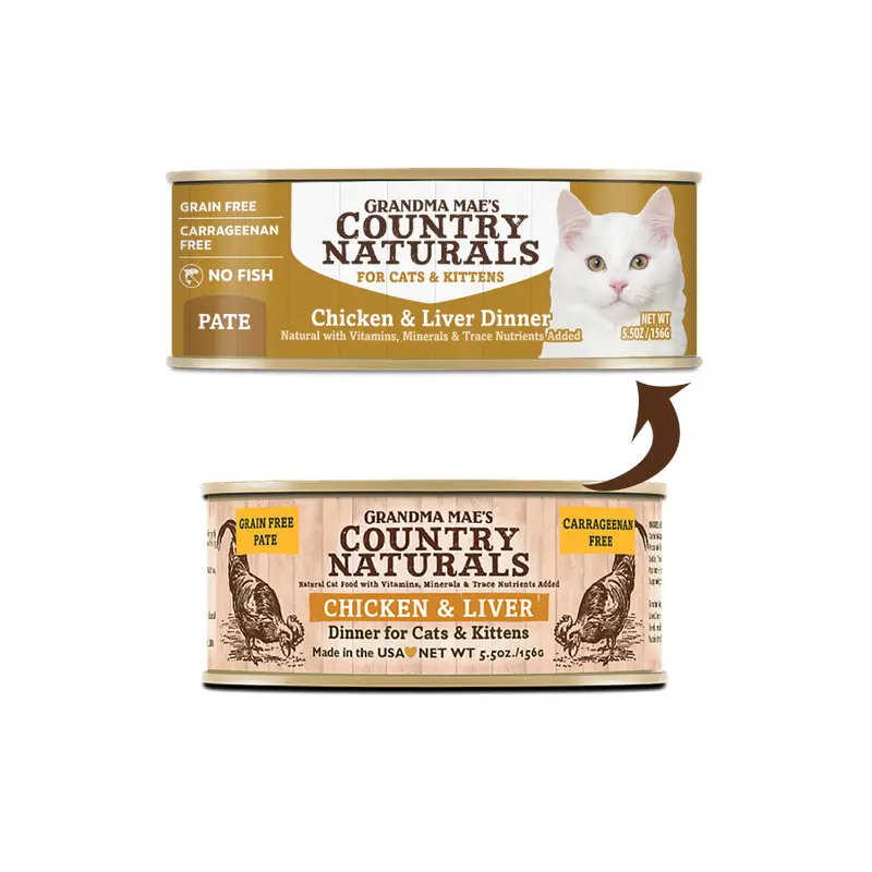 Grandma Mae's Country Naturals 5.5oz Grain Free Wet Cat food Chicken and Liver