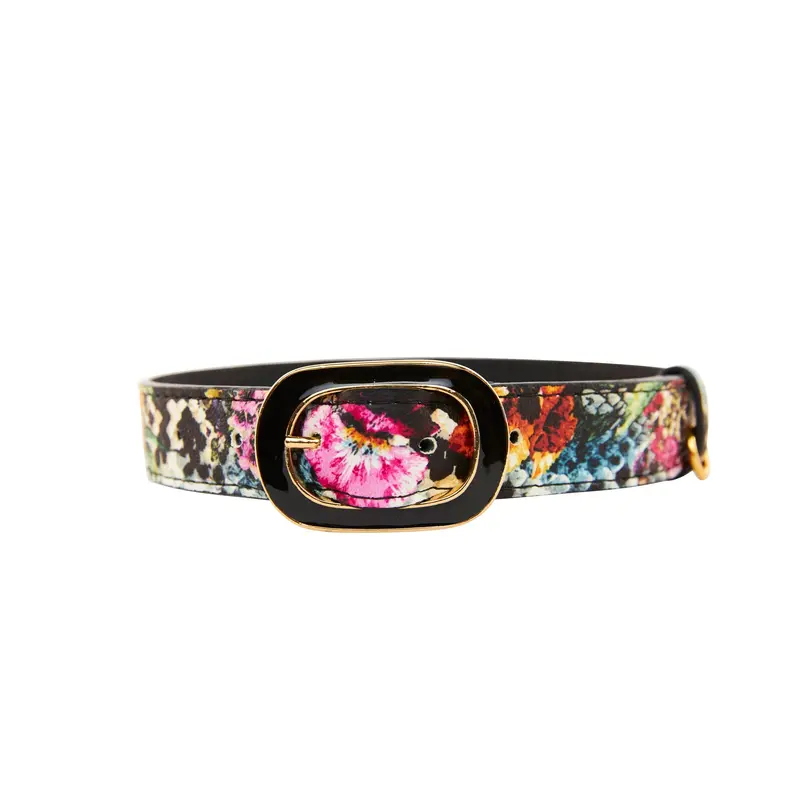 Floral, Scull, Snake Print Italian Leather Collar