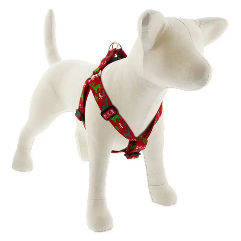 Lupine Step In Dog Harness 1" Wide 24"-38" Girth Happy Holidays Red