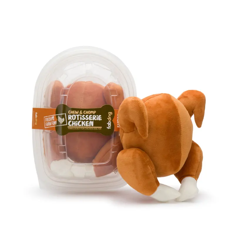 FabDog Chew & Chomp Rotisserie Chicken Toy