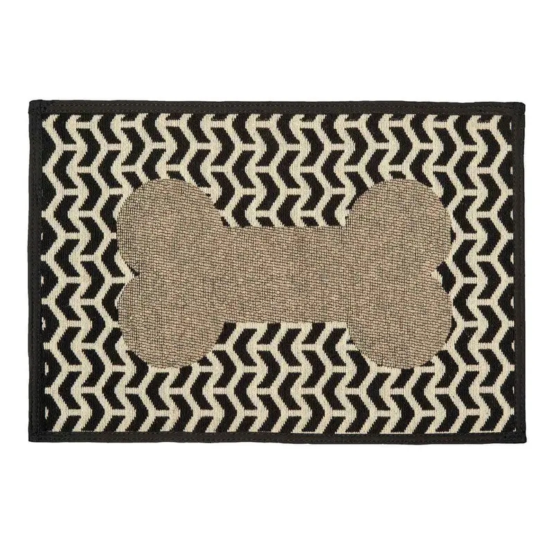 Loving Pets Fashion Pet Food & Water Mat Geo Bone Brown