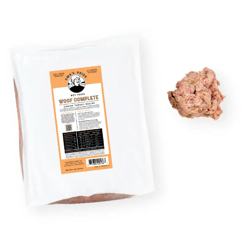 Oma's Pride Woof Complete Dog Food Recipie 1lb Turkey