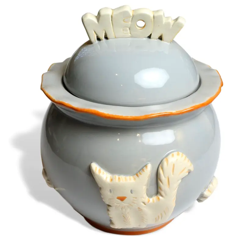 Cat Treat Jar - French Grey