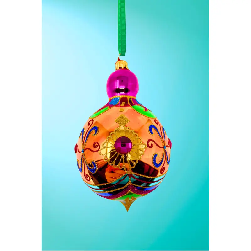 Citrine Sparkling Gem Glass Christmas Bauble