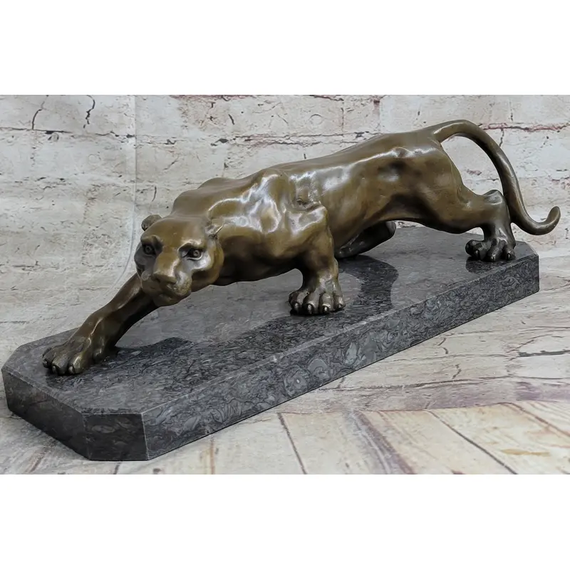 Cougar Panther Lioness Mountain Lion Bronze Statue Sculpture Figure Barye 5" x 16"
