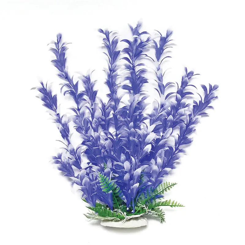 Aquatop Bacopa-Like Aquarium Plant 9 Inch Blue White Color with Weighted Base