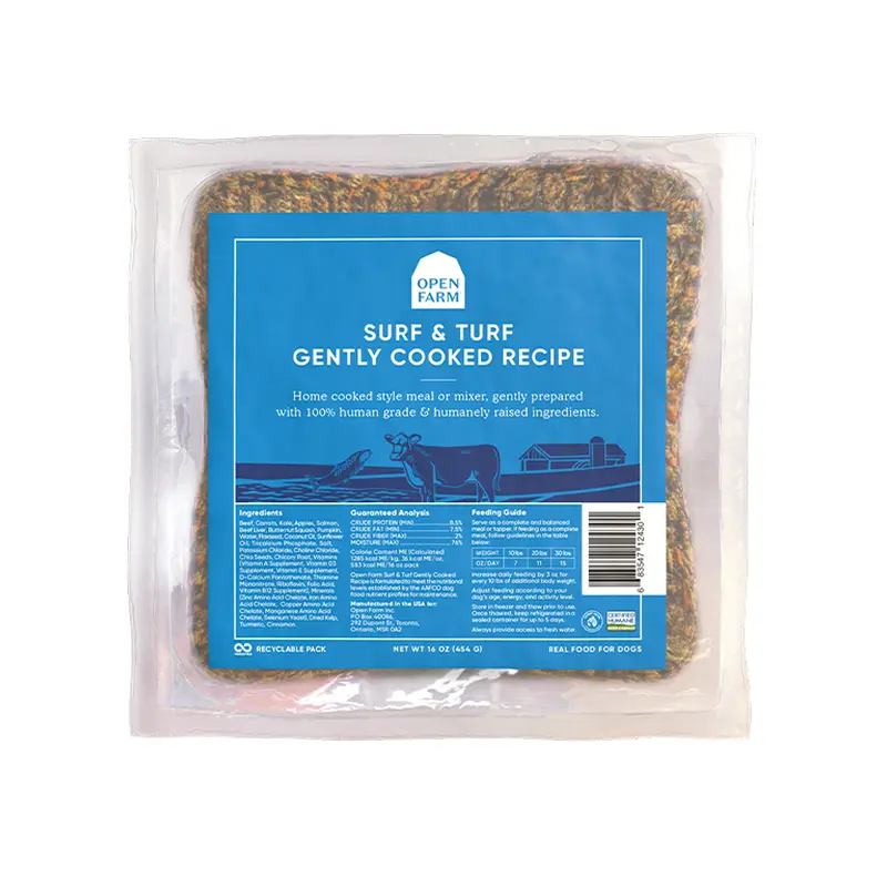 Open Farm Frozen Gently Cooked Dog Food 16oz Surf and Turf