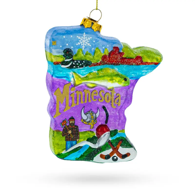 Minnesota Landmarks Blown Glass Christmas Ornament