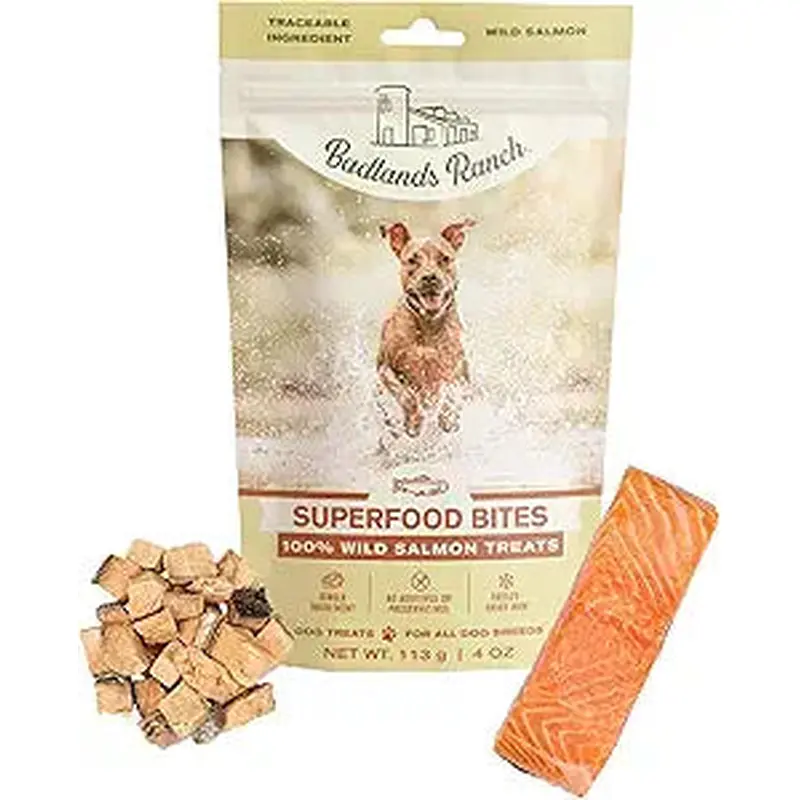 Badlands Ranch Air Dried Superfood Bites Salmon Dog Treats 4 oz