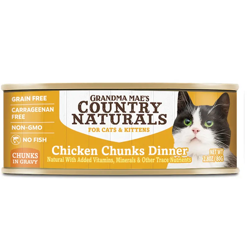Grandma Mae's Country Naturals Grain Free Chicken Chunks in Gravy Canned Wet Food For Cats 2.8oz/24