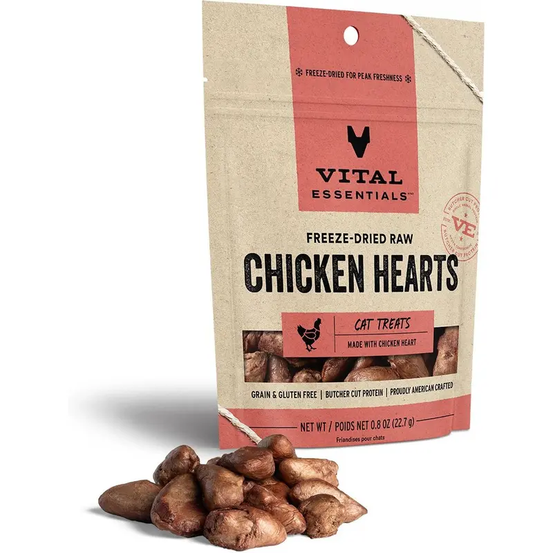 Vital Essentials Cat Freeze Dried Chicken Heart .8 oz.