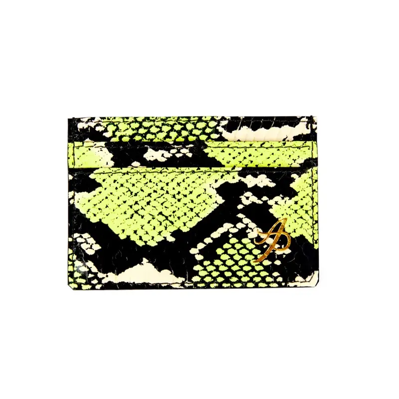 Neon Green, Black & White Snake Card Wallet
