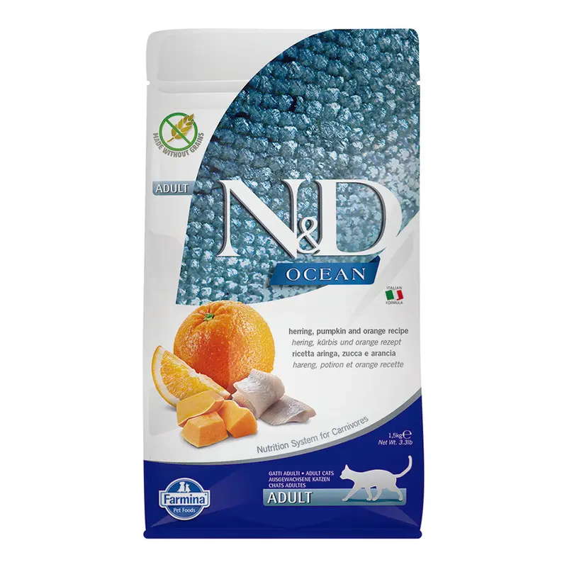 Farmina N&D Ocean Dry Cat Food - Herring, Pumpkin, & Orange - 3.3lb Bag