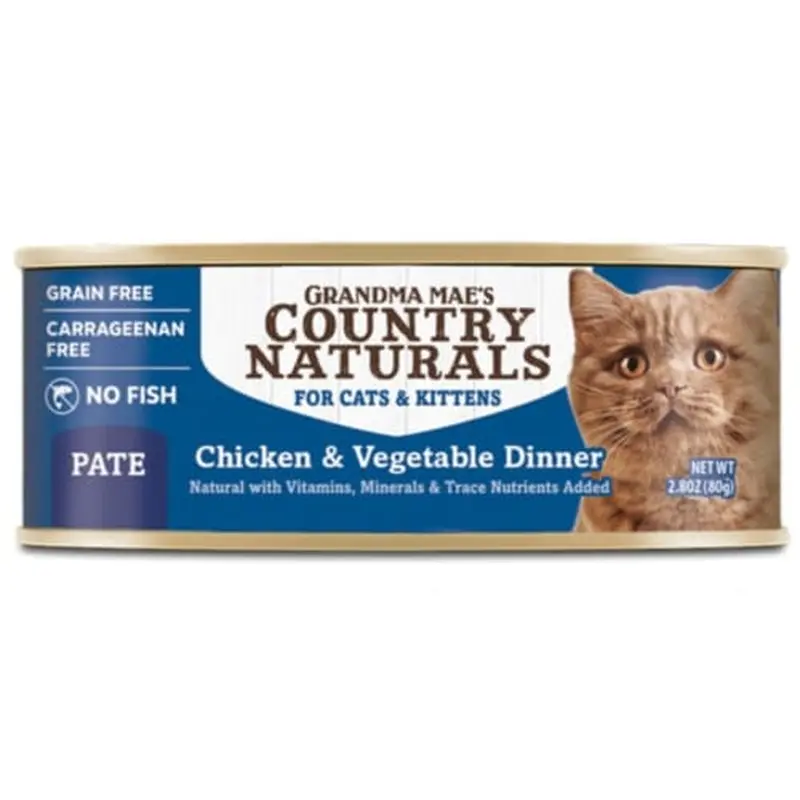 Grandma Maes Country Naturals Pate Dinner Canned Cat Food Chicken Vegetables, 2.8oz