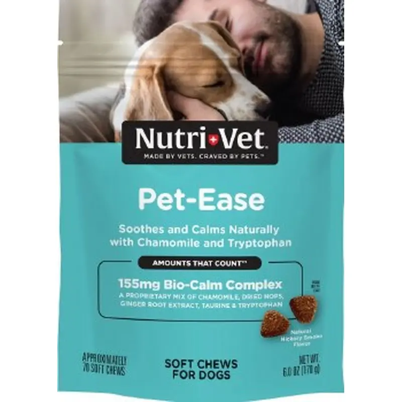 NutriVet Pet Ease Calming Soft Chews for Dogs, Smoked Hickory Flavored, 65ct