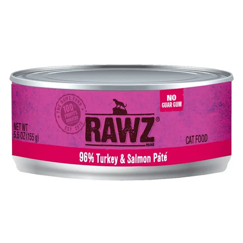 Raws Wet Cat Food 5.5oz Turkey and Salmon Pate 96%