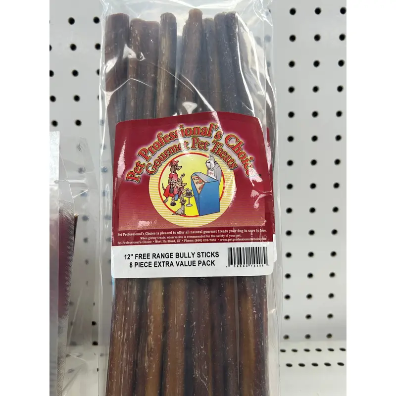 Pet Professionals Choice 8pk 12" Free Range Bully Sticks