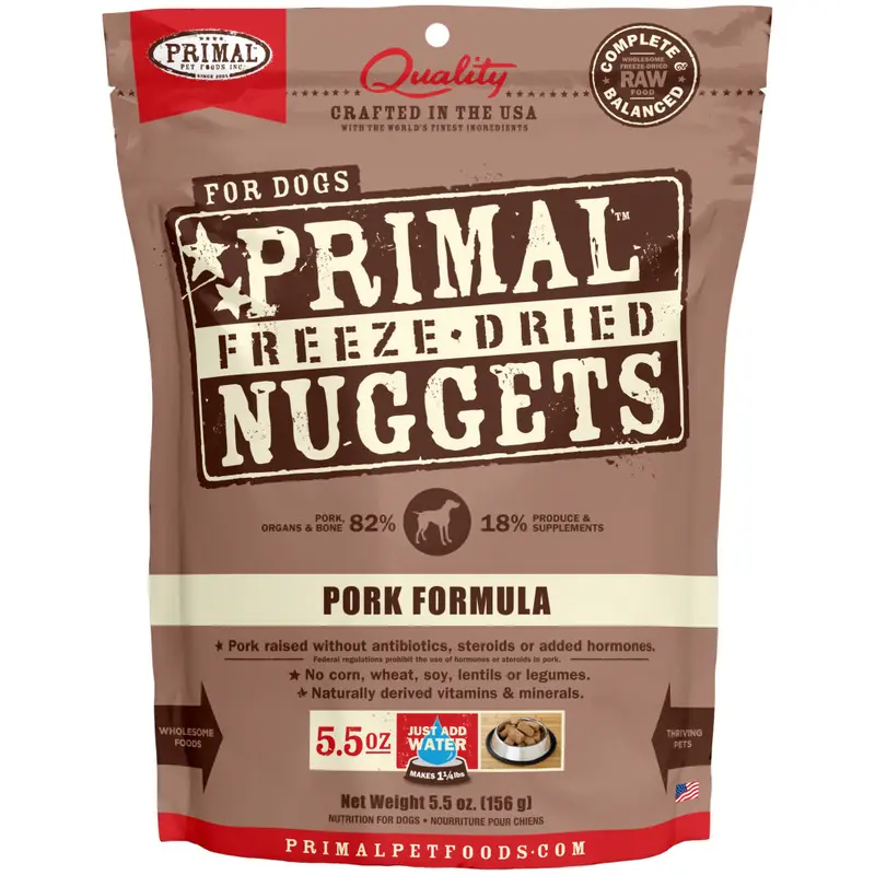 Primal Freeze-Dried Nuggets Grain Free Pork Formula Complete Diet Dog Food