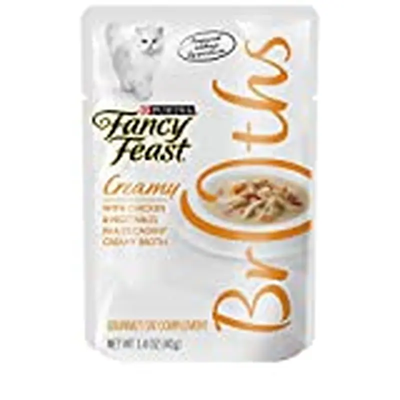 Fancy Feast Limited Ingredient  Grain Free Wet Cat Food Complement  Broths Creamy With Chicken  1.4 oz. Pouch