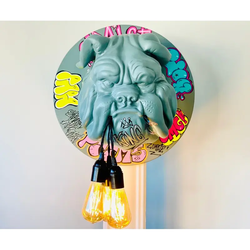Graffiti Pop Art Bulldog Head Wall Mount