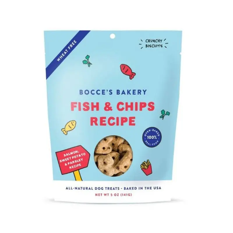 Bocces Bakery Dog Treat Fish Chips 5oz