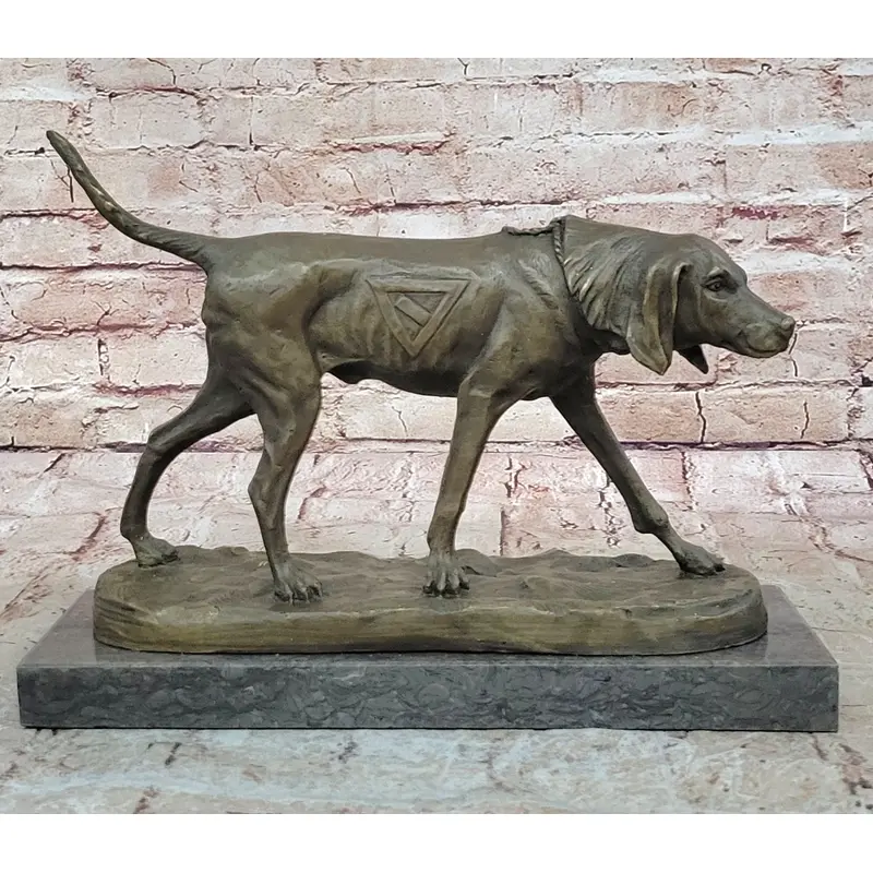Service Dog Support Animal Bronze Statue Sculpture Figure 9.5" x 12"