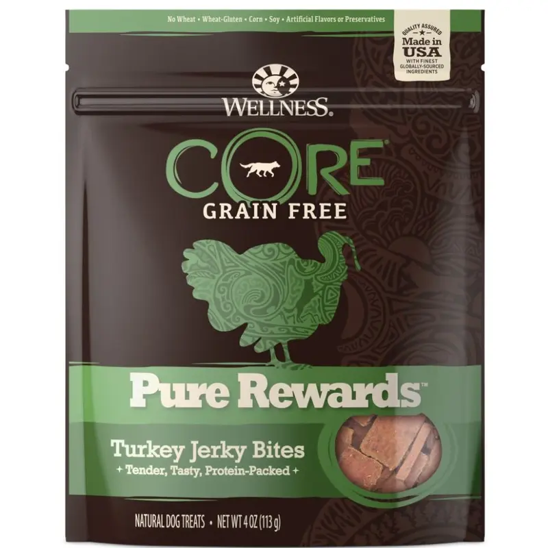 Wellness CORE Natural Grain Free Pure Rewards Turkey Recipe Jerky Bites Dog Treats