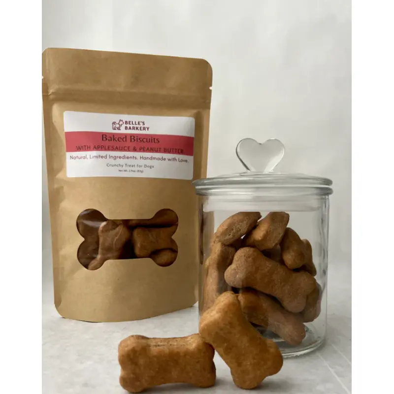 Belle's Barkery Signature Baked Dog Biscuits with Applesauce & Peanut Butter 2.9oz
