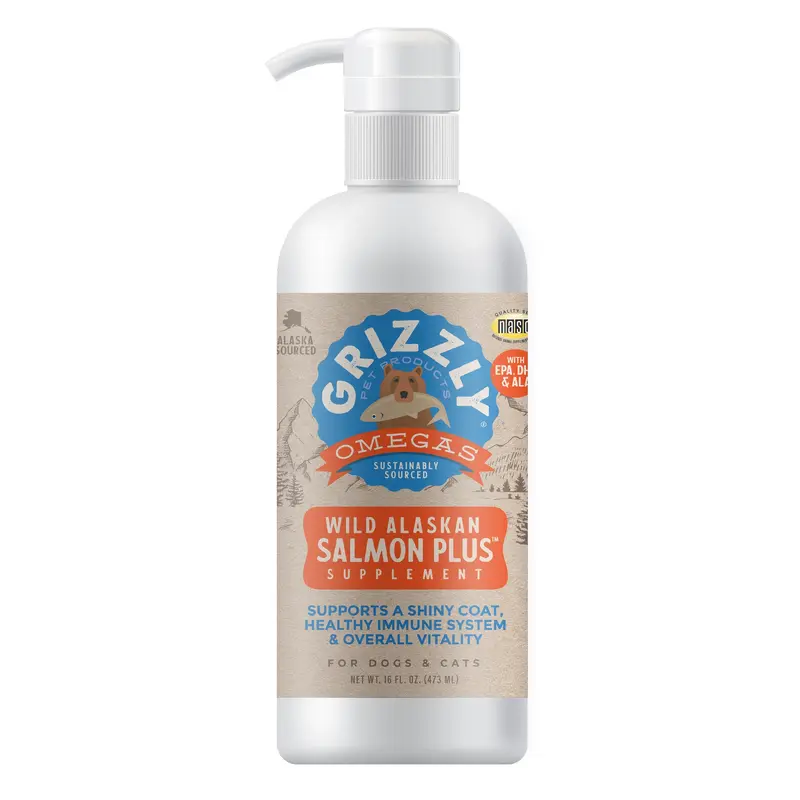 Grizzly Salmon Plus Omega 3-6-9 Food Supplement for Dogs and Cats, 16oz