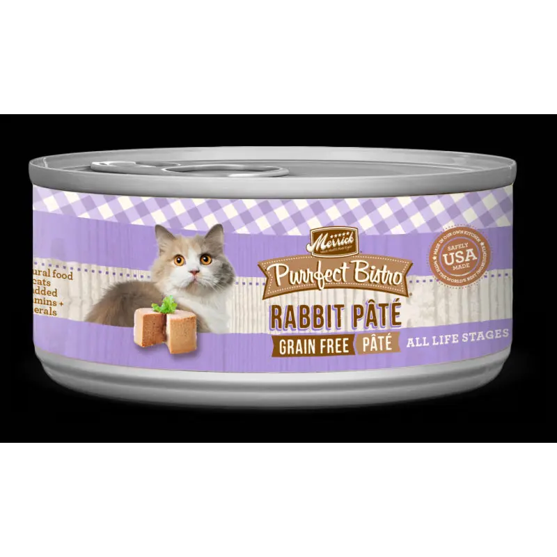Merrick Purrfect Bistro Grain Free Wet Cat Food Rabbit Recipe Pate  3 oz Cans