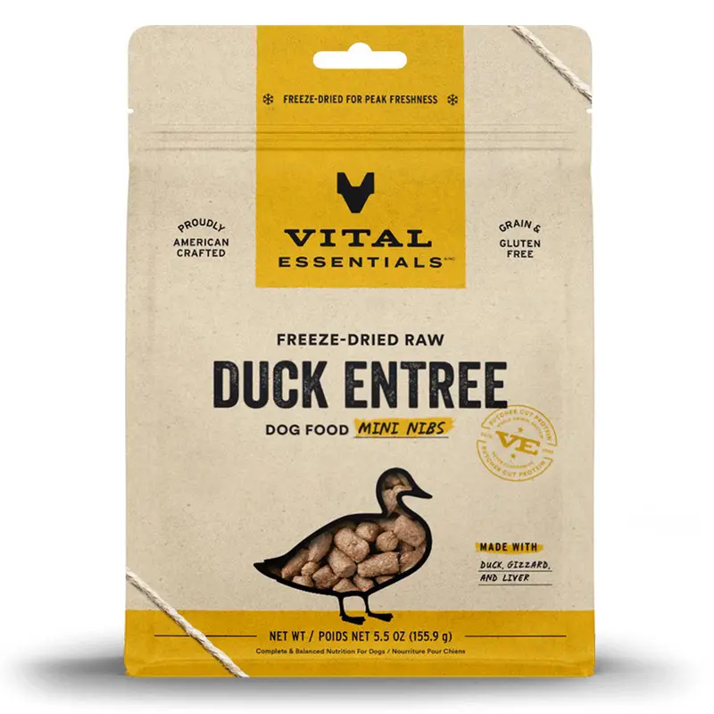Vital Essentials Freeze-Dried Raw Duck Entree Dog Food Mini Nibs 5.5oz