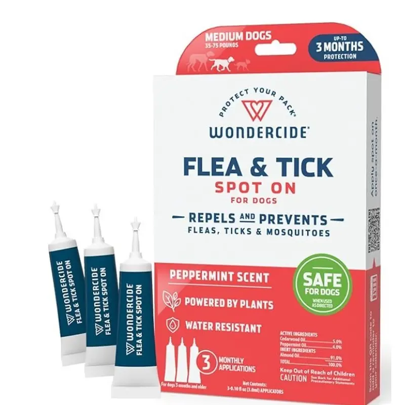 Wondercide Flea & Tick Spot On for Cats - Peppermint, medium dogs