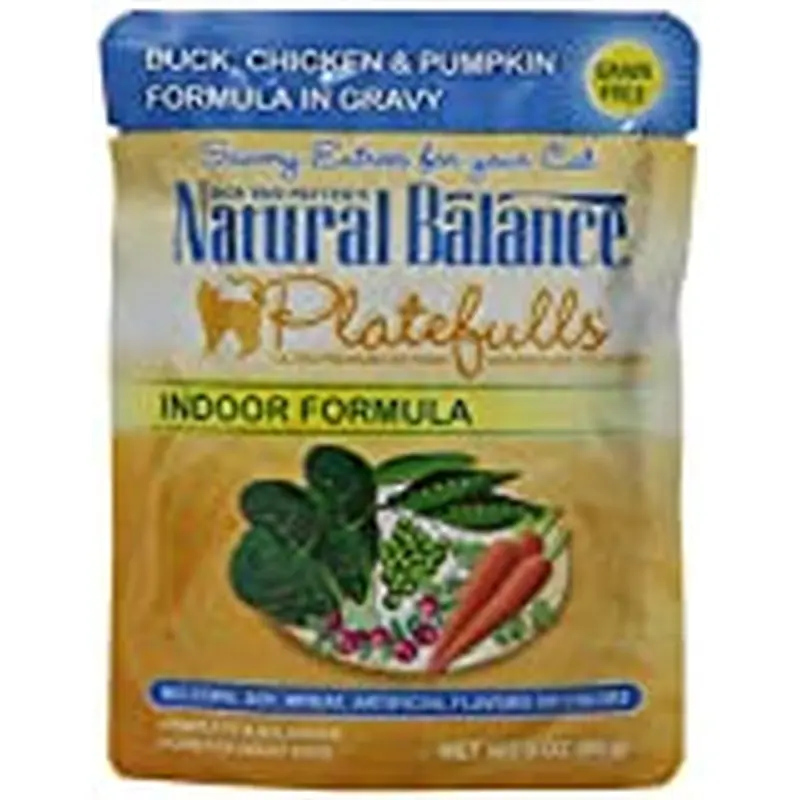 Natural Balance Platefulls Indoor Duck  Chicken & Pumpkin Formula in Gravy Cat Pouch