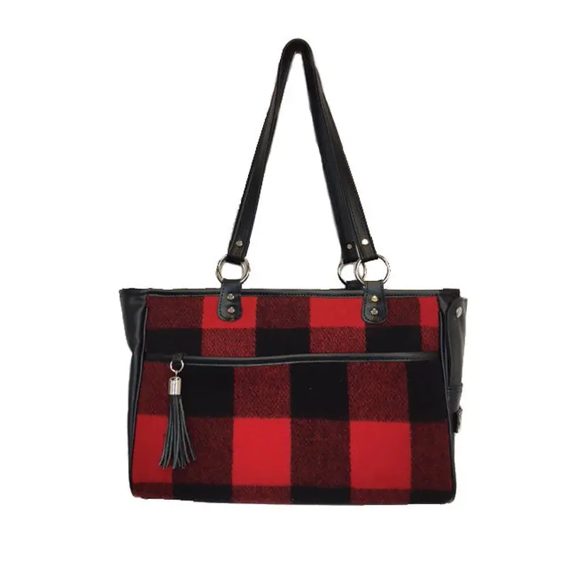 Tote in Red Buffalo Plaid