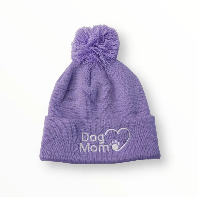 Dog Mom Bobble Beanie - Lilac