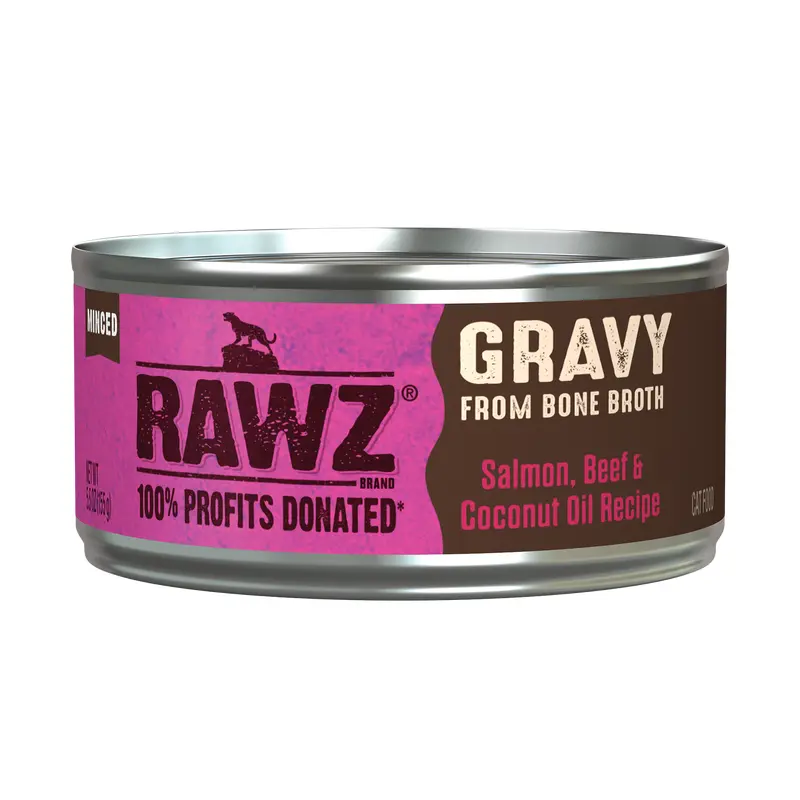 Rawz Salmon,Beef & Coconut Oil Gravy Cat Canned 5.5oz