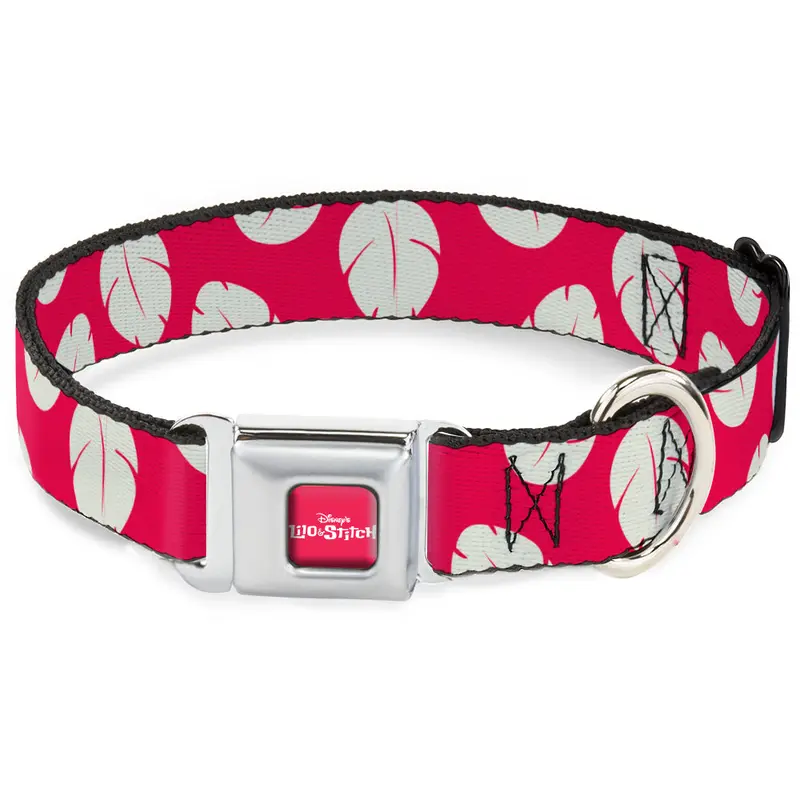 Disneys LILO & STITCH Title Logo Full Color Red/White Seatbelt Buckle Collar - Lilo & Stitch Bounding Lilo Dress Leaves Red/Ivory