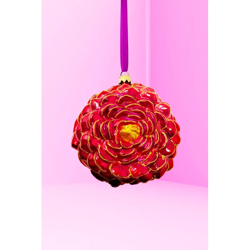 Palazzo Peony Glass Christmas Ornament (Ruby)