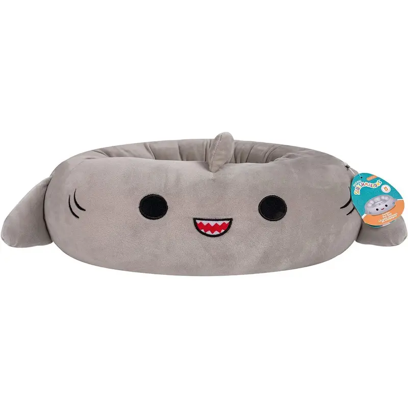 Squishmallows 30-Inch Gordon Shark Pet Bed Gray