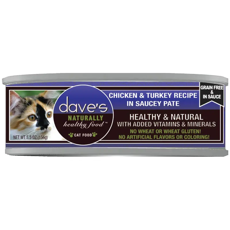 Dave's - Chicken & Turkey Recipe in Saucey Pate Wet Cat Food 5.5 oz