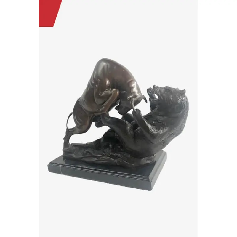 Bull vs Bear Bronze Metal Statue Sculpture Decor Stock Market 10" x 13"