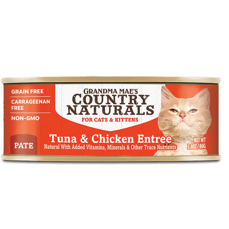 Grandma Mae's Country Naturals Tuna & Chicken Entree Pate Canned Wet Food For Cats 2.8oz/24
