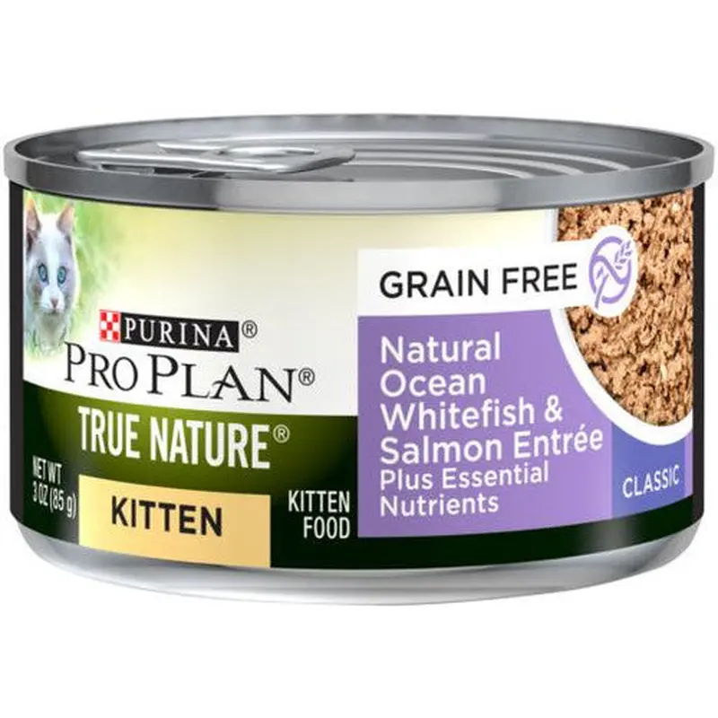 Purina ProPlan True Nature Whitefish/Salmon Kitten Wet Food 3oz can