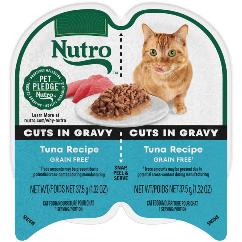 Nutro Wet Cat Food 2.6oz portion cup Tuna Recipe Cuts in Gravy
